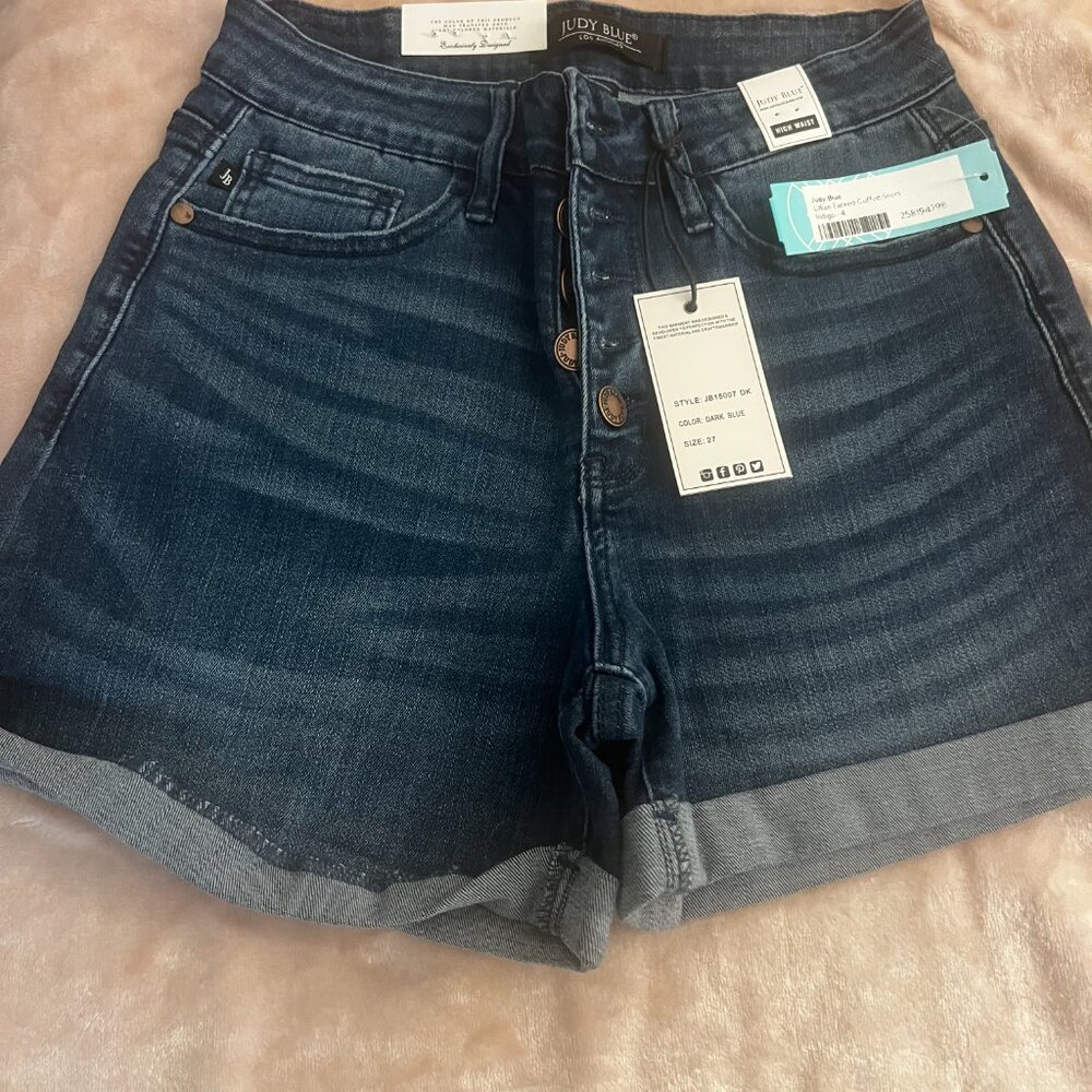 NWT Judy Blue: Lillian High Rise Tacked Cuffed Short size 4 - Picture 7 of 8